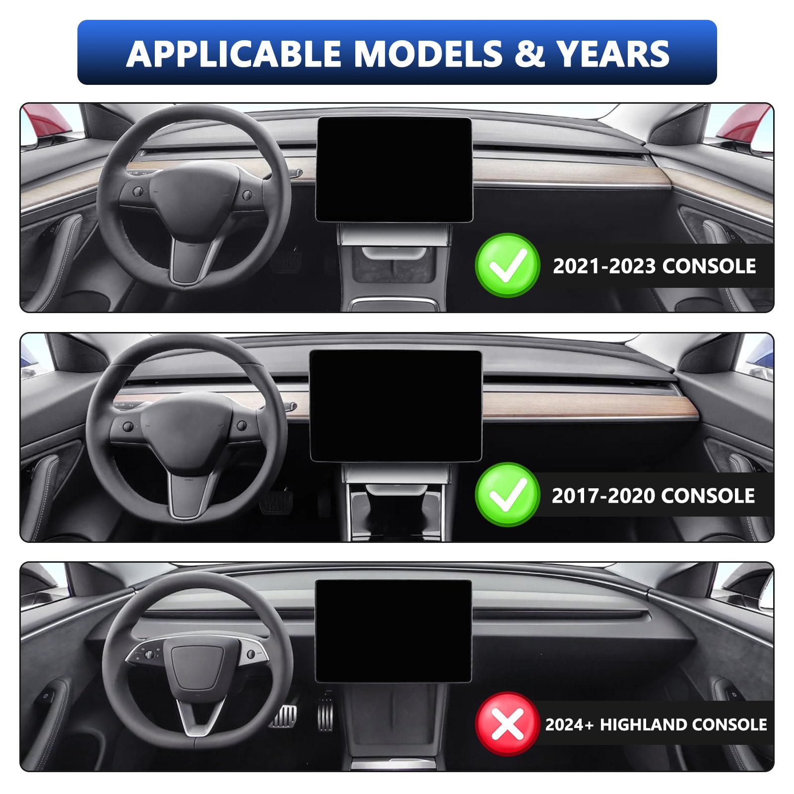 Klutchtech Model 3/Y Hideable Under Screen Storage Magnetic Center Console Organizer Behind Screen Tray Compatible With Tesla Mo