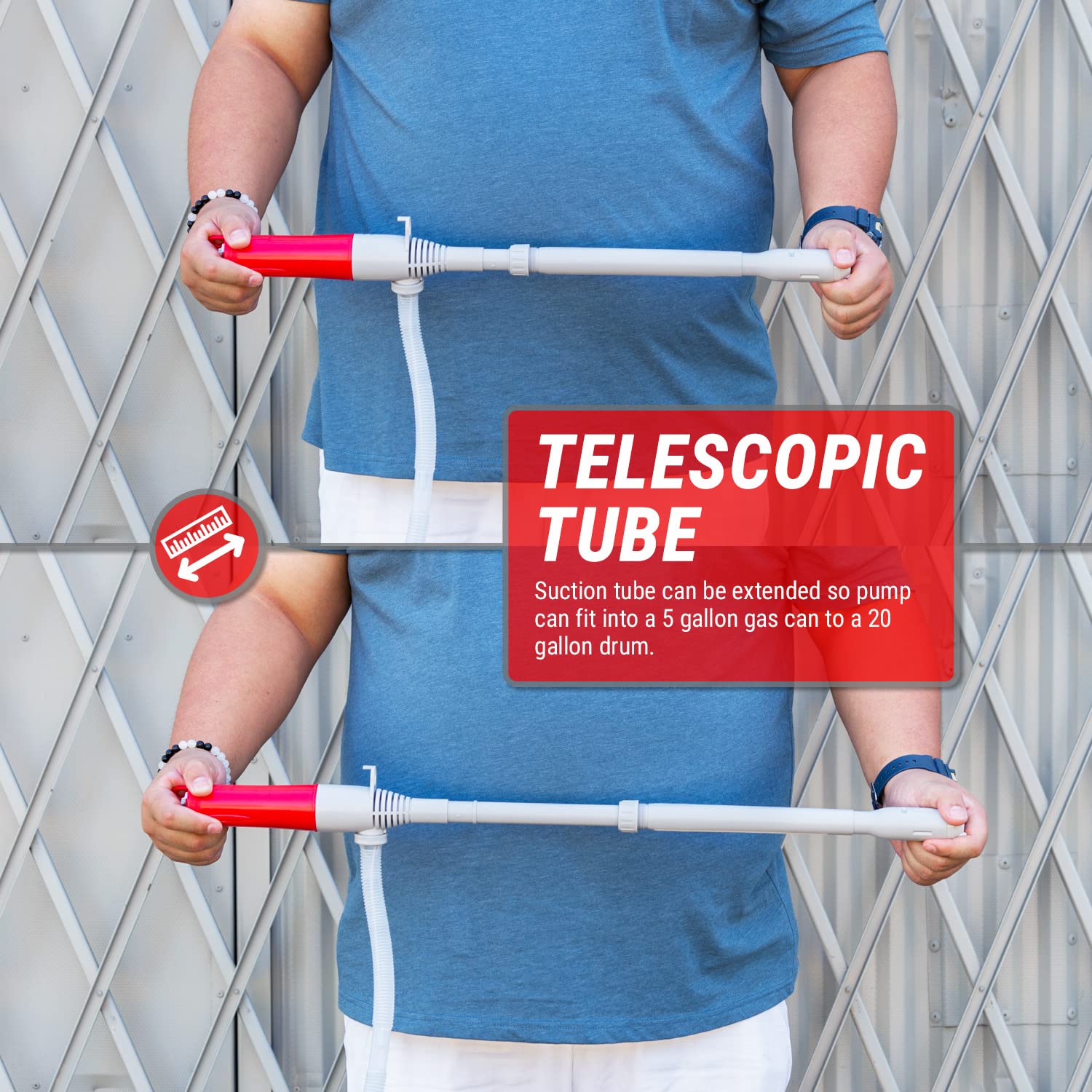 TERA PUMP Gas Transfer Pump, 3X More Powerful D Battery, Auto-Stop, No Fuel Loss, Powerful Suction (2.2 GPM), 10ft Extra Long Ho