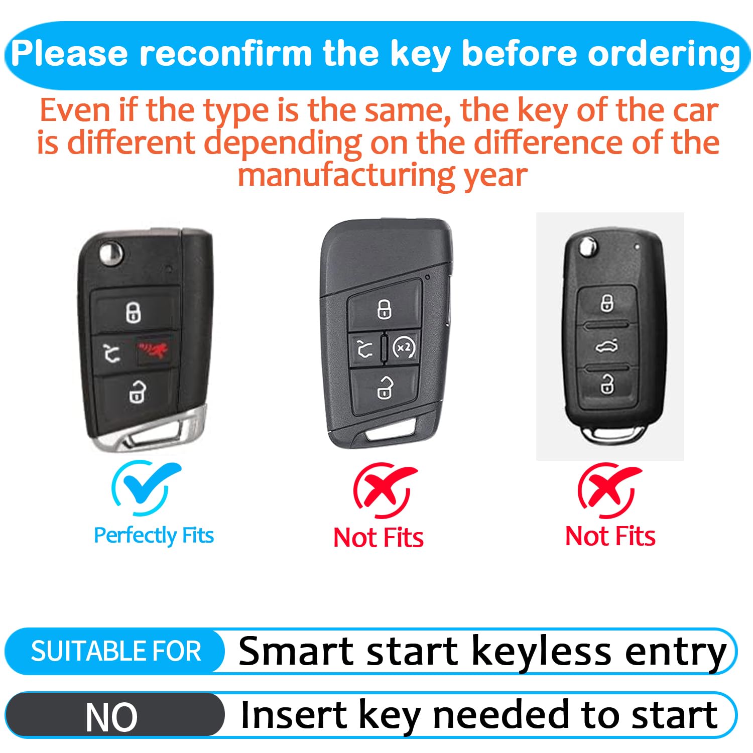 Tukellen For Volkswagen Key Fob Cover, Premium Soft Tpu Full Protection Key Fob Case Vw Arteon Atlas Golf Jetta Passat Tiguan Smart Keyless Fob Remote Key (White)