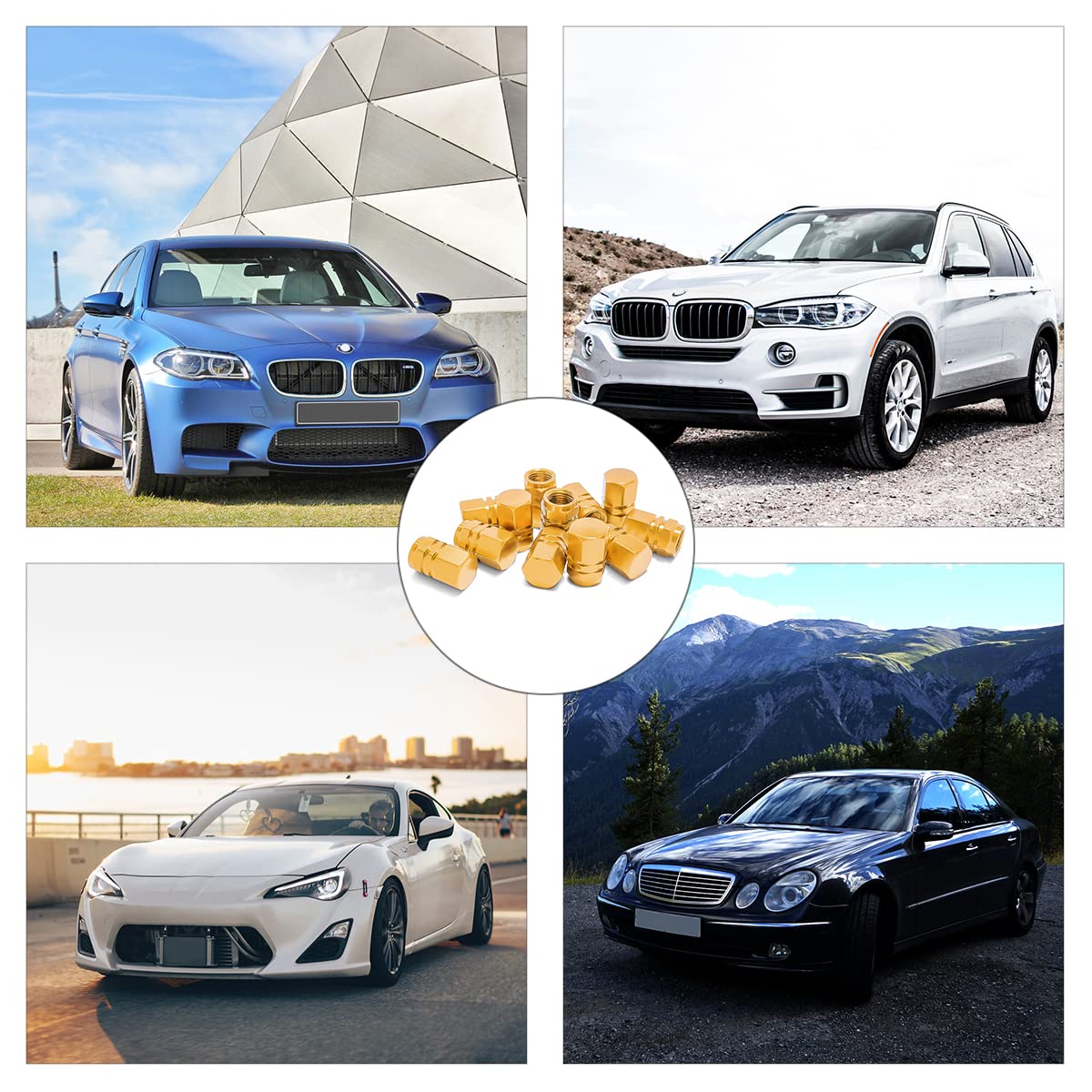 12 Pcs Car Tire Valve Stem Caps, Airtight Caps/Covers, Universal For Cars, Bicycles, Motorcycles, Suvs, Car Accessories For Men Women (Yellow)