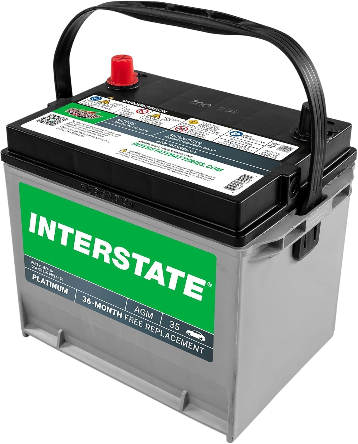 Interstate Batteries Automotive Battery 12V 55Ah (Group Size 35) 650CCA SLI AGM Auto Battery Replacement for Cars, SUVs, Sedans,