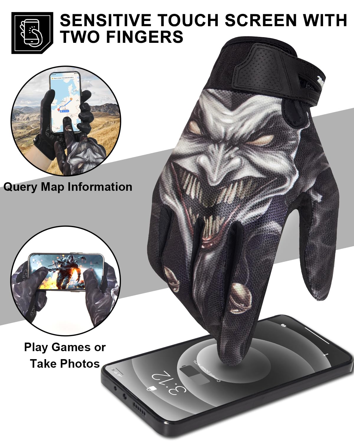 Rigwarl Motorcycle Gloves For Men And Women Touchscreen, Breathable Joker Dirt Bike Glove Non-Slip, Designed Riding Gloves Motor