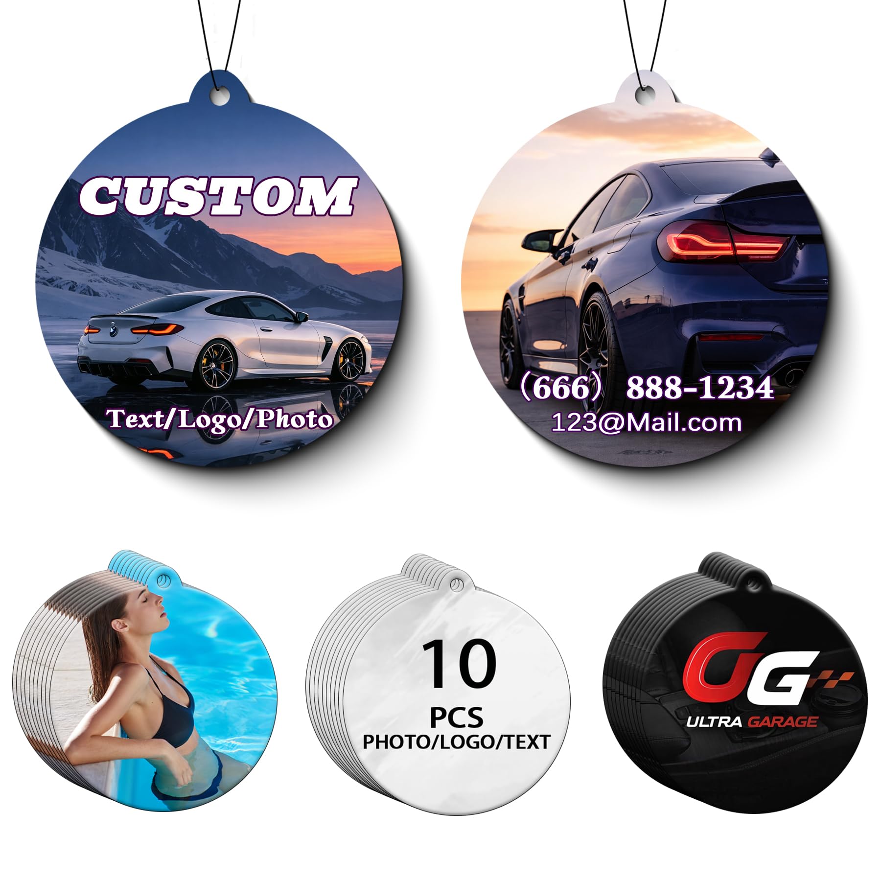 10-1000 Pcs Custom Logo Car Air Fresheners Bulk, Personalized Air Fresheners with Picture - Double Sided Print, Customized Gifts