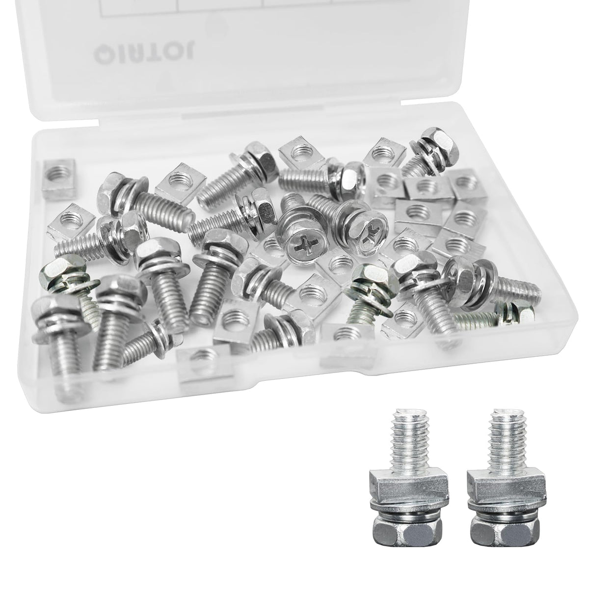 Qiatol 20 Pcs Motorcycle Bolts And Nuts Kit, M6X16Mm Battery Screw, Terminal Bolts Carbon Steel