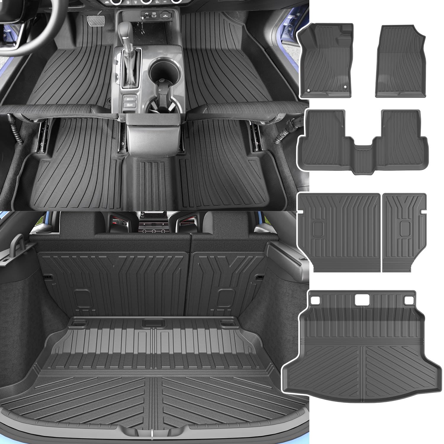 Powoq Floor Mat Compatible With 2022-2025 Honda Civic Hatchback Cargo Mat Tpe Trunk Cargo Liner Backrest Floor Liner Replacement