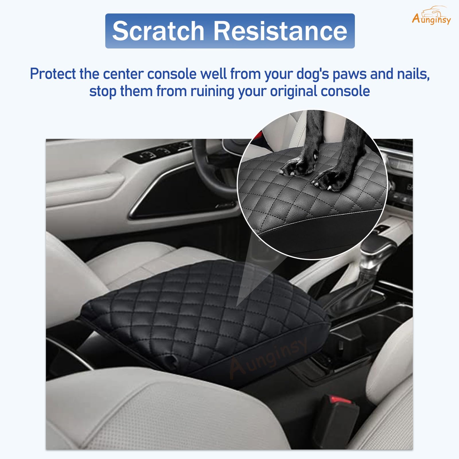 Aunginsy Car Leather Center Console Protector Cover Compatible With Kia Telluride 2020-2024 Center Console Armrest Seat Box Cove