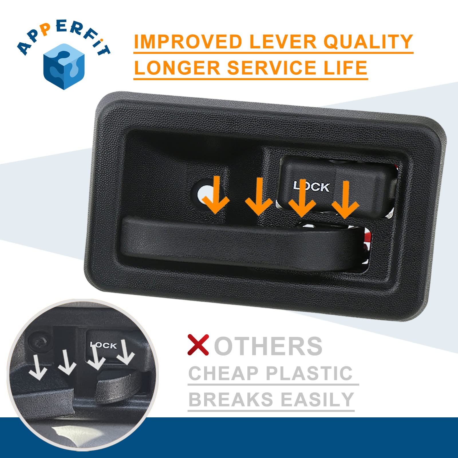 Apperfit Exterior & Interior Door Handles W/Keepers Compatible With Jeep Wrangler Yj Tj 1991-2006 With Full Doors Replaces 55176