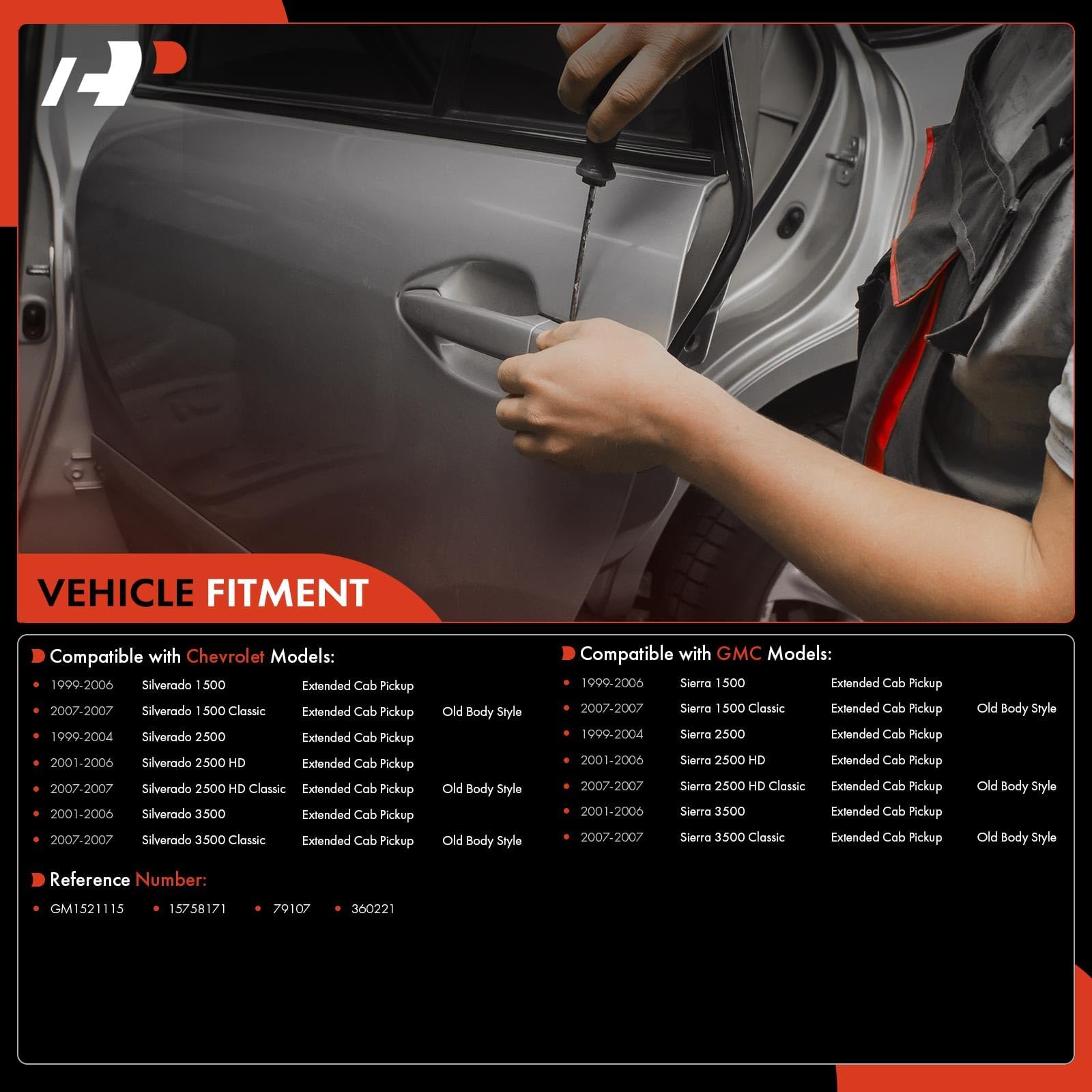 A-Premium Rear Passenger Side Exterior Door Handle Compatible with Chevy Silverado 1500 1999-2006, Silverado 2500 3500 & GMC Sie