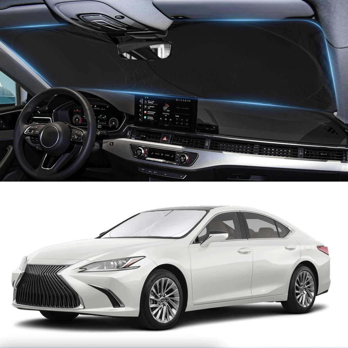 Sunshade For Lexus Es 2019-2024 2025 Es250 Es300H Es350 Sedan Sun Shade Windshield Cover Front Window Shield 210T Reflective Sun
