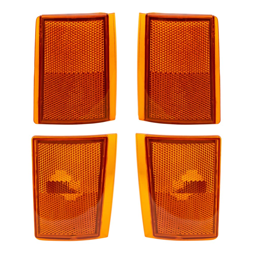 Brock Replacement Driver And Passenger 4 Pc Set Upper & Lower Signal Side Marker Reflector Lights Compatible With 1988-1993 C150