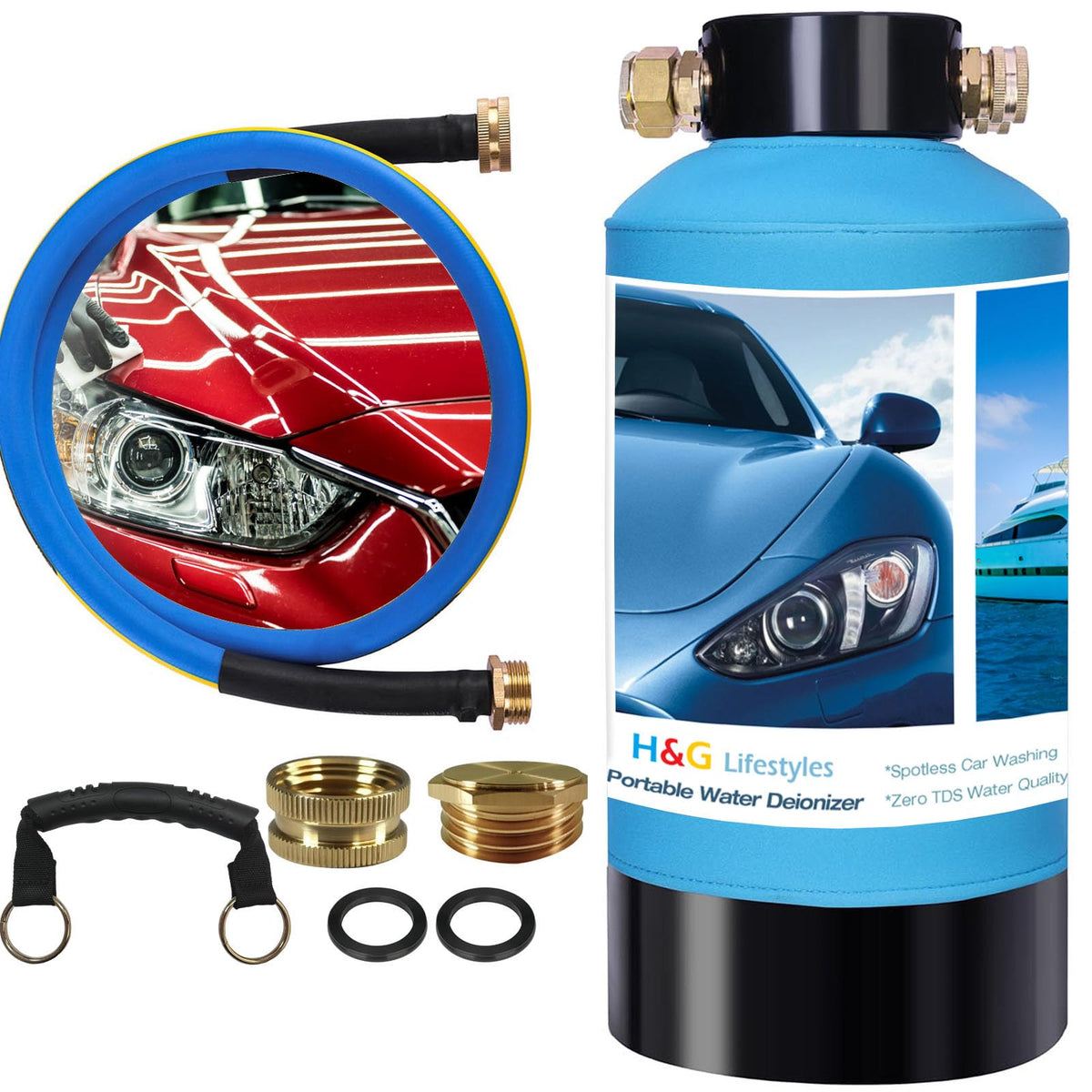 H&G lifestyles Portable Water Deionizer for Car Washing Spotless Water System Spot-Free Deionized Water Splash Spotless for Vehi