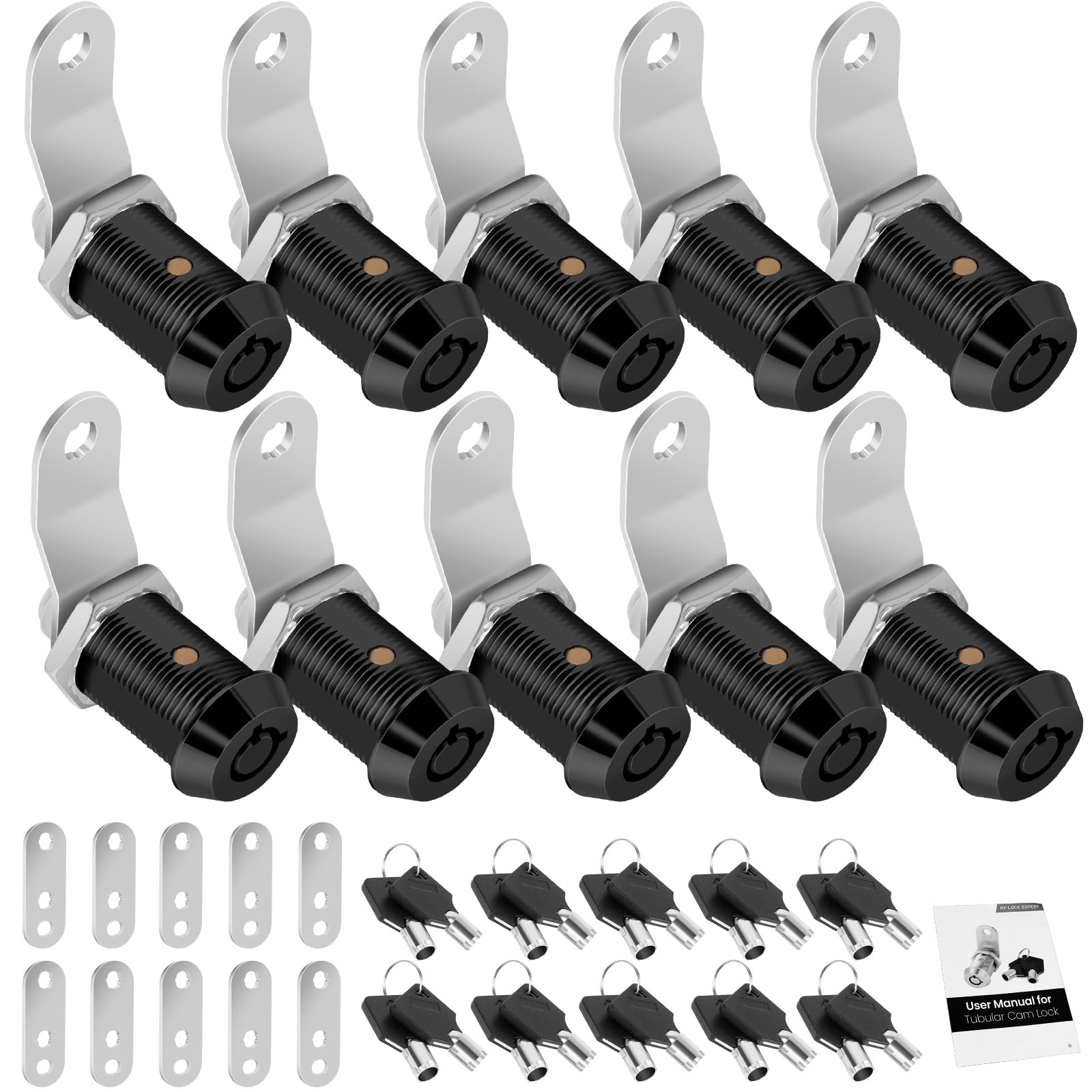 Cylinnda 10 Pack Cabinet Lock With Keys, 1'' Rv Storage Locks Keyed Alike, Rv Locks For Storage Door, Camper Toolbox Rv Cam Lock