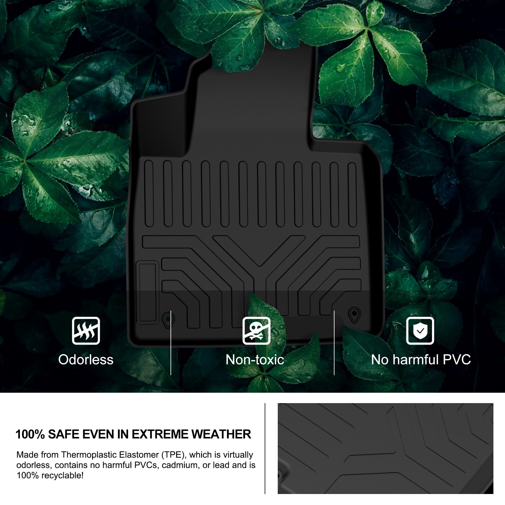 Kiwi Master Floor Mats For 2019 2020 Hyundai Santa Fe All Weather Mat Liners Front Rear 2 Row Seat Tpe Slush Liner Black
