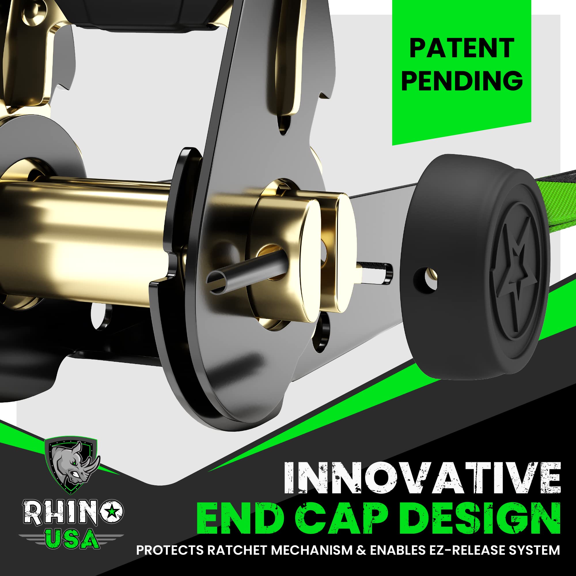 Rhino Usa Ratchet Tie Down Straps (4Pk) - Includes (4) Premium 1'' X 15' Rachet Tie Downs With Padded Handles. Best For Moving,