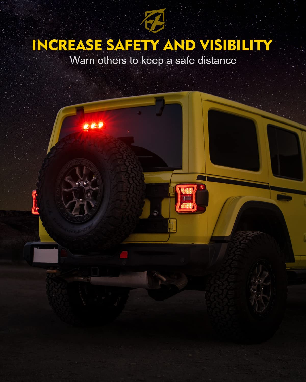 Xprite Upgrade Led Third Brake Lights Compatible With Jeep Wrangler Jl Jlu 2018-2022, Dot Approved High Mount Stop 3Rd Tail Ligh