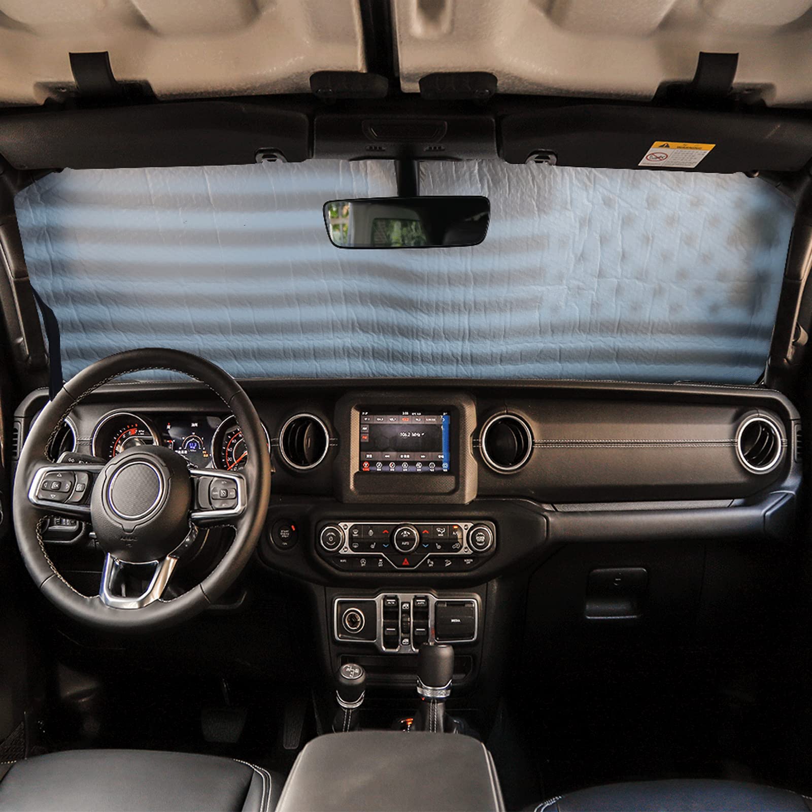 Savadicar Windshield Sun Shade With Usa Flag For 2018-2024 Jeep Wrangler Jl Jlu & Gladiator Jt, Sunshades Heat Shield, Aluminum