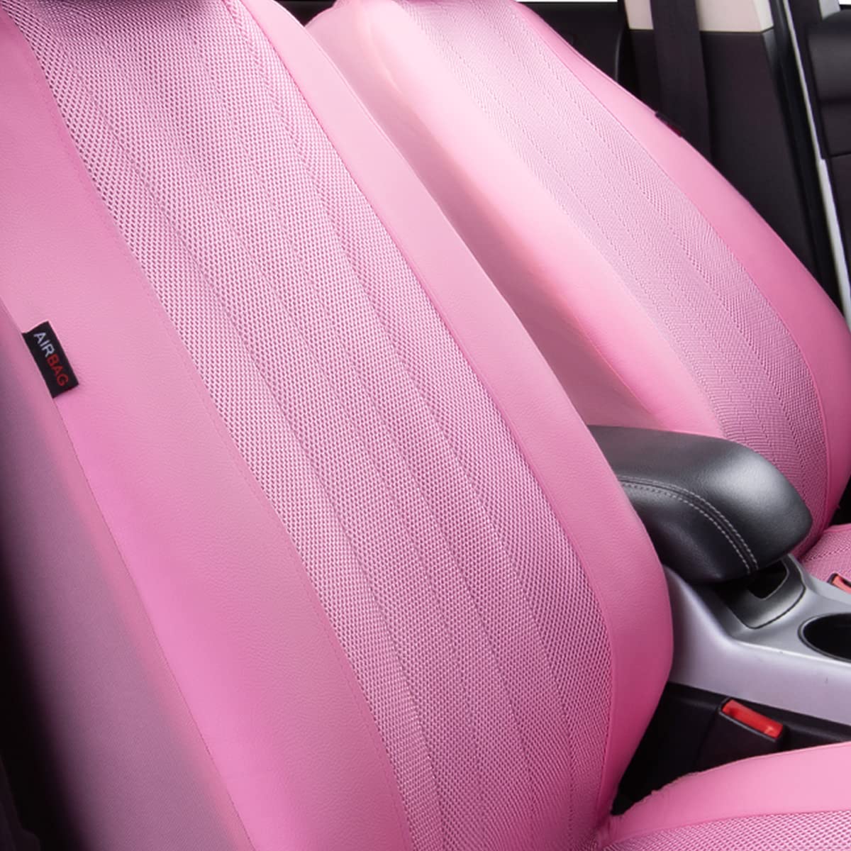 Flying Banner car seat Covers Set airmesh Breathable Fashion Easy Bench Split Protectors Sport Fashion (Pink & Pink, Full Set -