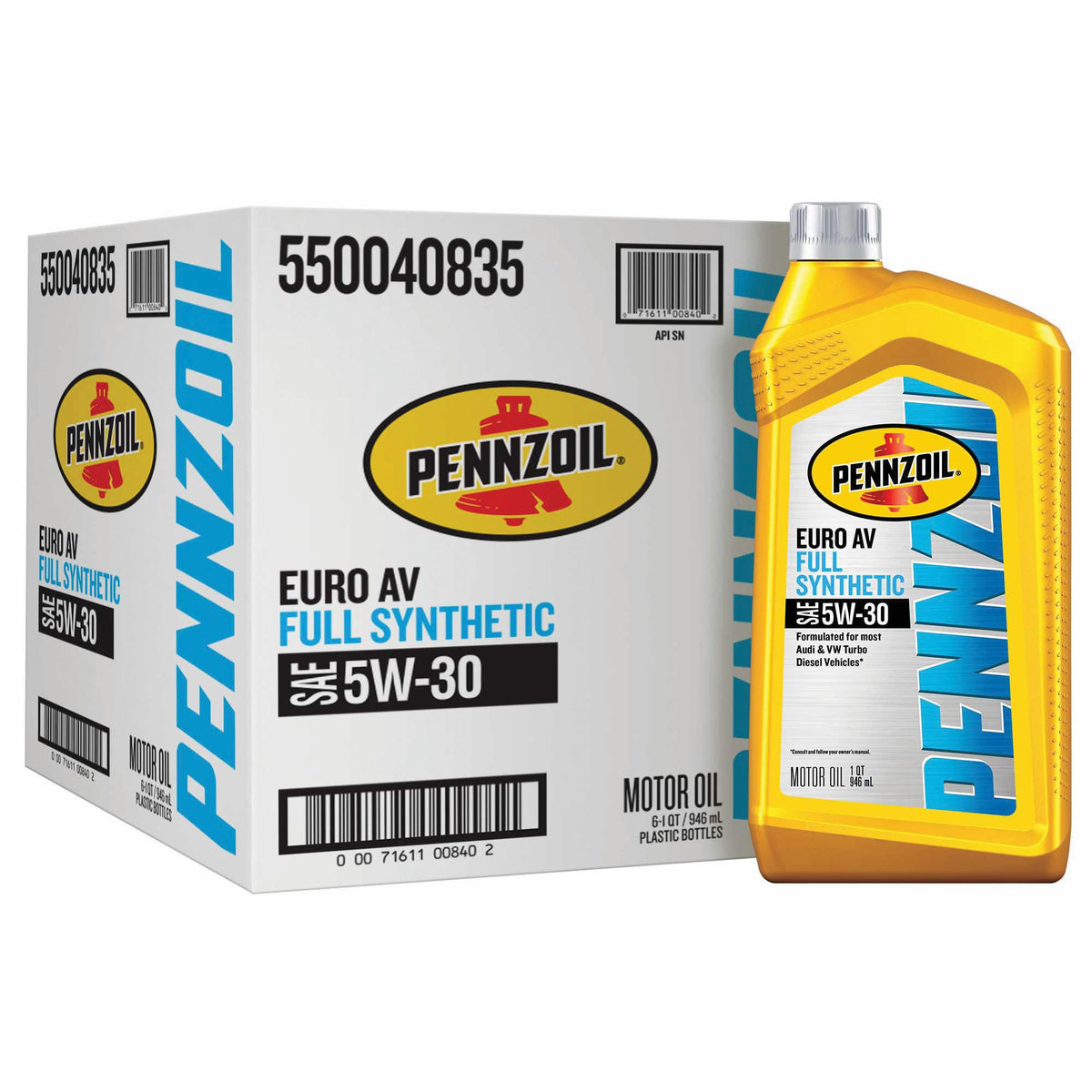 Pennzoil Platinum Euro Av Full Synthetic 5W-30 Motor Oil (1-Quart, Case Of 6)