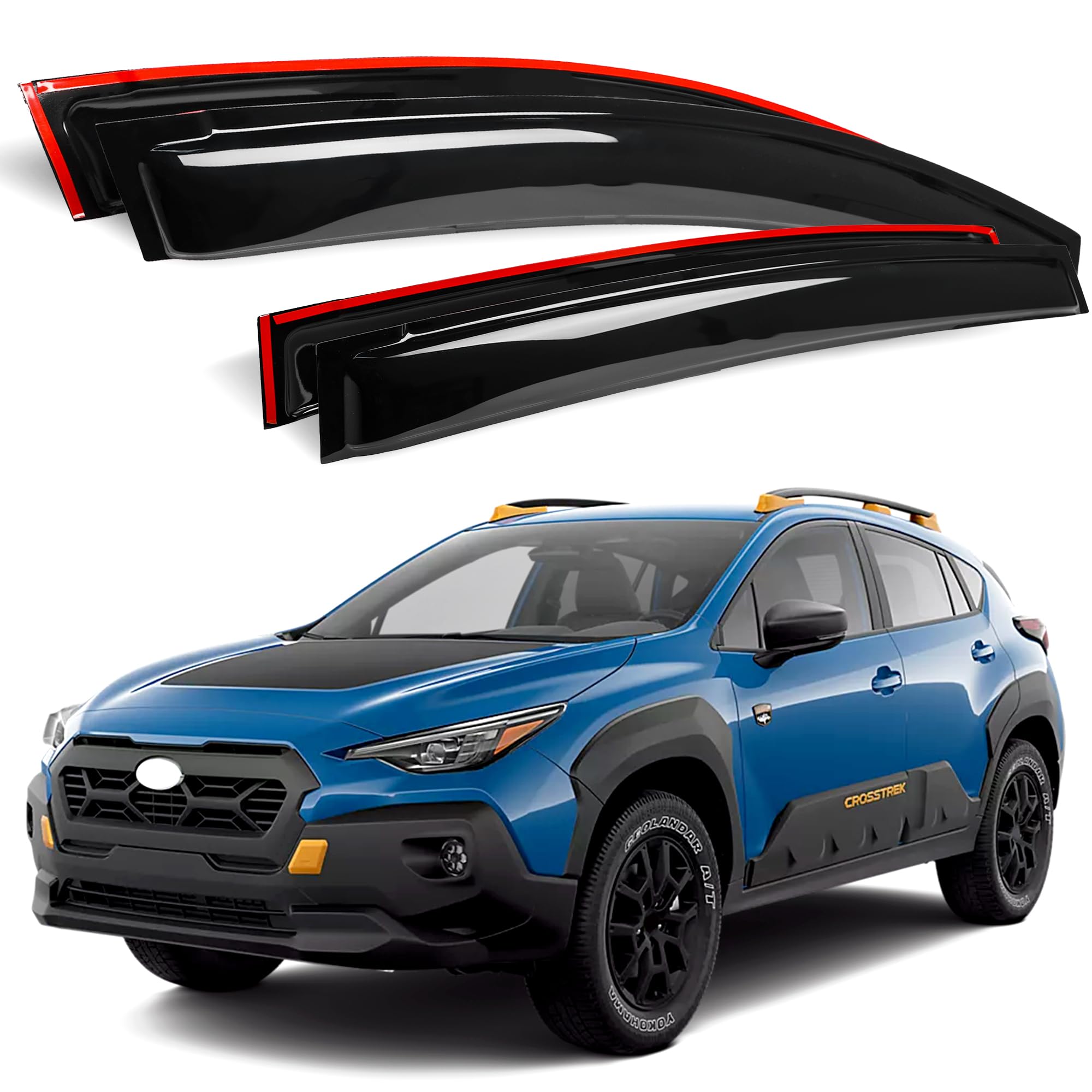 AUXKO Window Rain Guard for Crosstrek 2024-2025 & Impreza Hatchback 2024-2025 Outside Tape-On Shatterproof Sun Smoke Guard Vent 