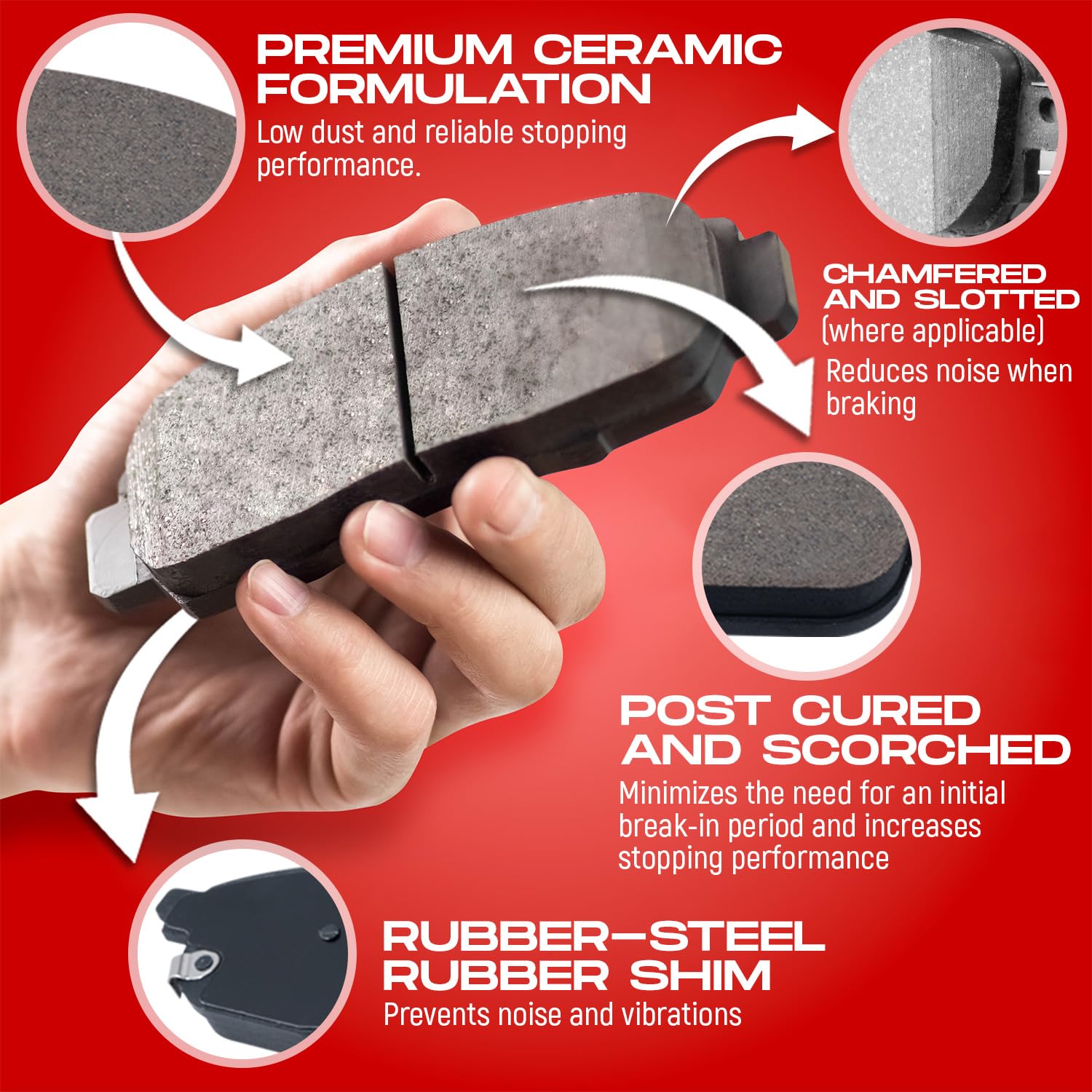 R1 Concepts Rear Brakes And Rotors Kit Rear Brake Pads Brake Rotors And Pads Ceramic Brake Pads And Rotors Fits 2005-2018 Audi A