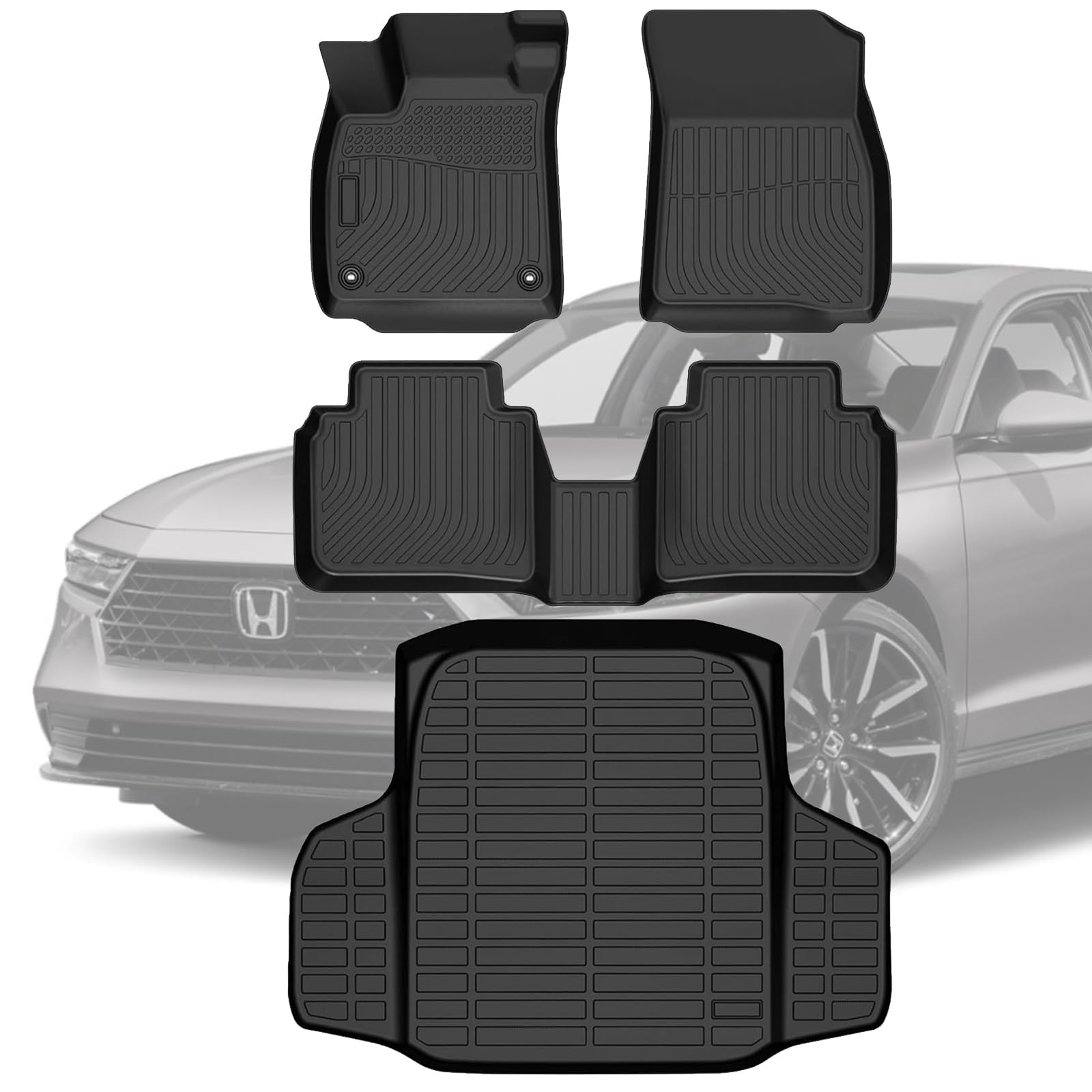 VIWIK Floor Mats & Cargo Liners for Honda Accord Include Hybrid 2025 2024 2023, Anti Slip 3D Floor Liners, TPE Waterproof Car Ma