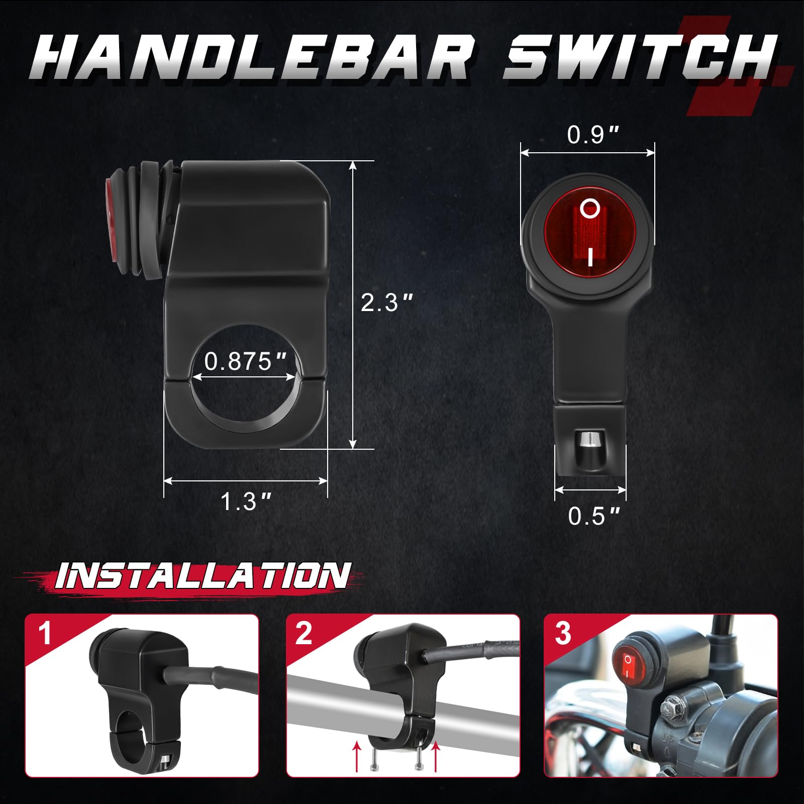 OFFROADTOWN 2 Leads LED Light Bars Wiring Harness Kit w/Motorcycle Handlebar Switch 7/8'' 12V 40A Relay Fuse Nylon Wire Harness