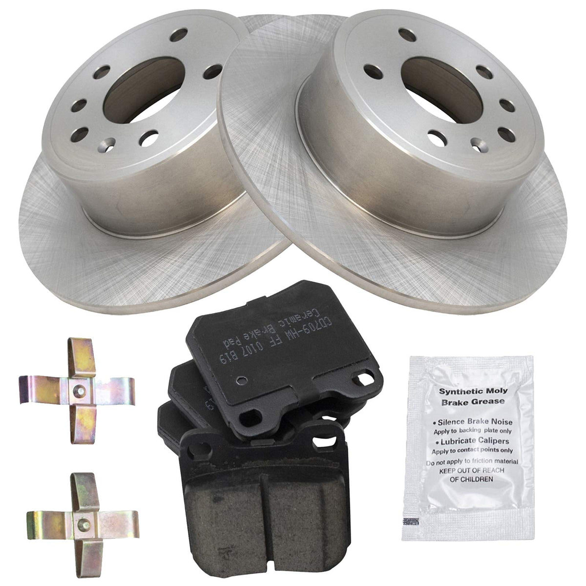 TRQ Rear Brake Pad & Rotor Kit Brake Pads Brake Rotor Ceramic Compatible with 1999-2002 Saab 9-3 1997-1998 900 2001-2002 Saturn 