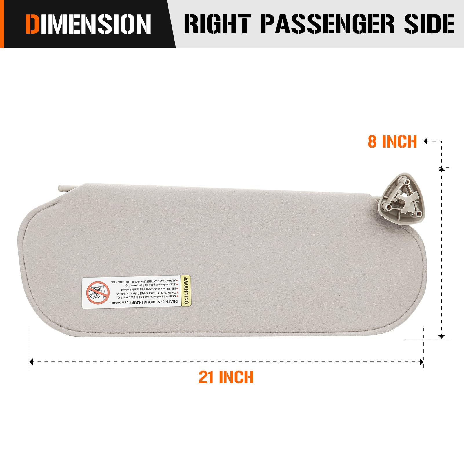 Sun Visor for 1999-2014 Chevy Express & GMC Savana 1500, 1999-2019 2500 3500 4500, Right Passenger Side Cream-Grey Sunvisor Repl