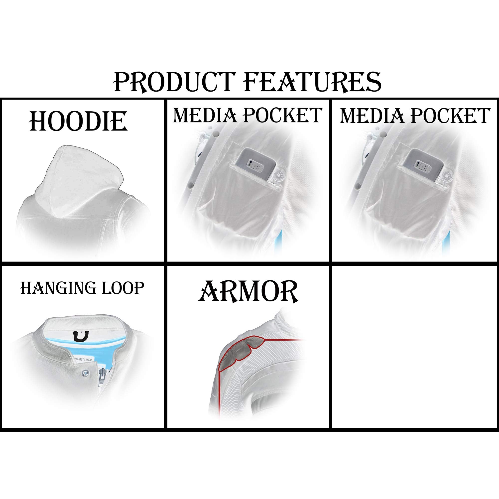 Milwaukee Leather Mpm1788 Men'S Black Ce Approved Armored Riding Hoodie Sweater With Aramid By Dupont Fibers - 2X-Large