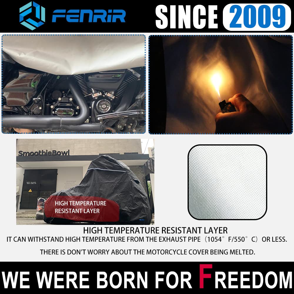 Fenrir 104'' Motorcycle Cover Waterproof Outdoor Storage For Harley Davidson Street Glide Road Glide Electra Glide Road King Ind