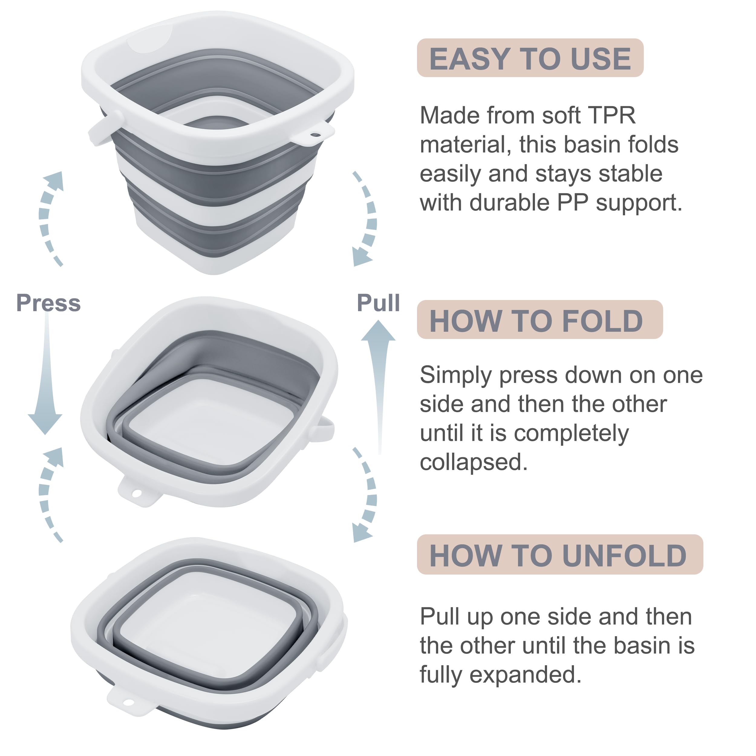 2 Pack Goderewild Collapsible Bucket 1.4 Gallon(5L) For House Cleaning, Beach, Car Wash, Camping, And Fishing - Lightweight, Fol