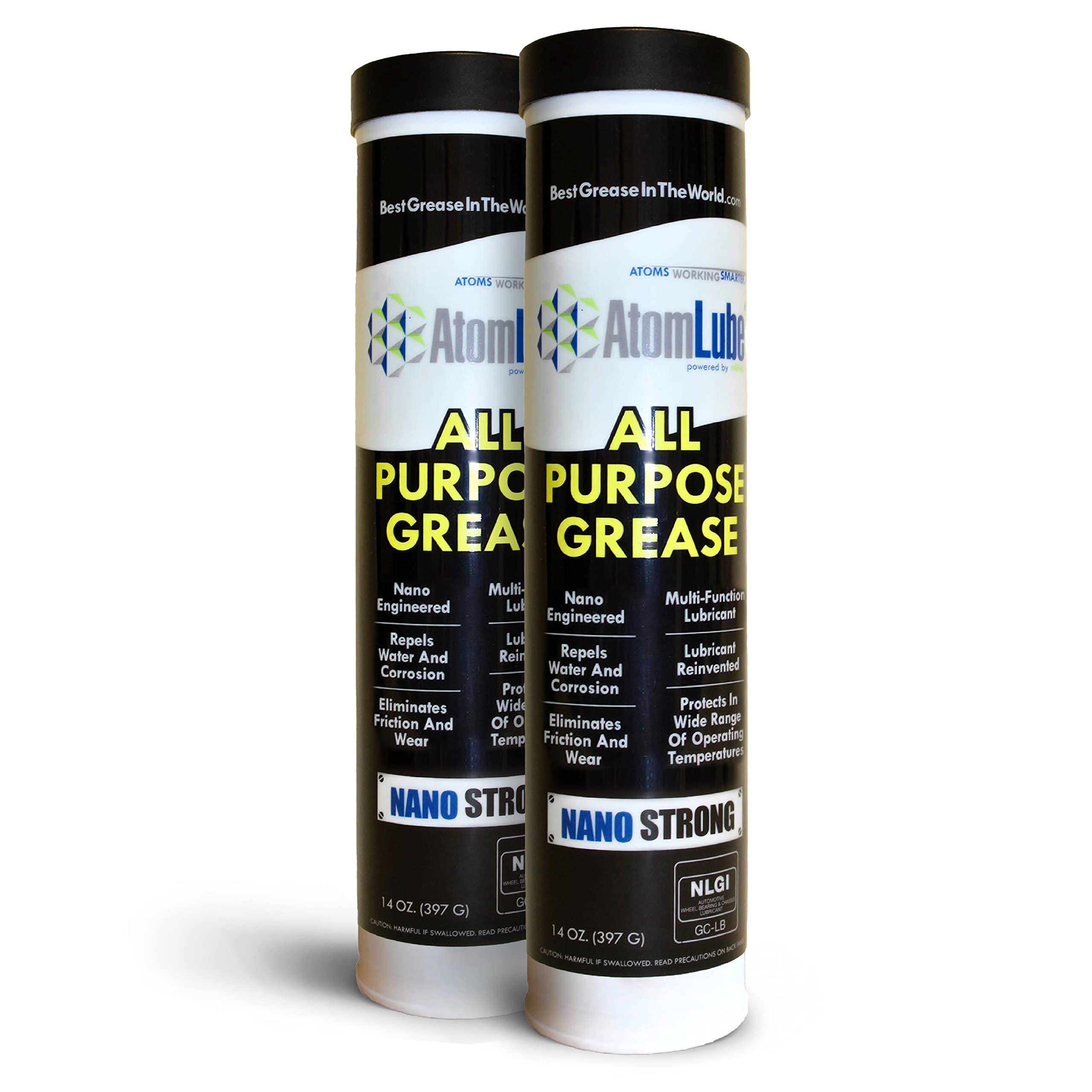 Atomlube All Purpose Grease, 2-Pack 14 Oz. Tubes | Multi Function Lubricant | Automotive Grease And Marine Grease For Boat Acces