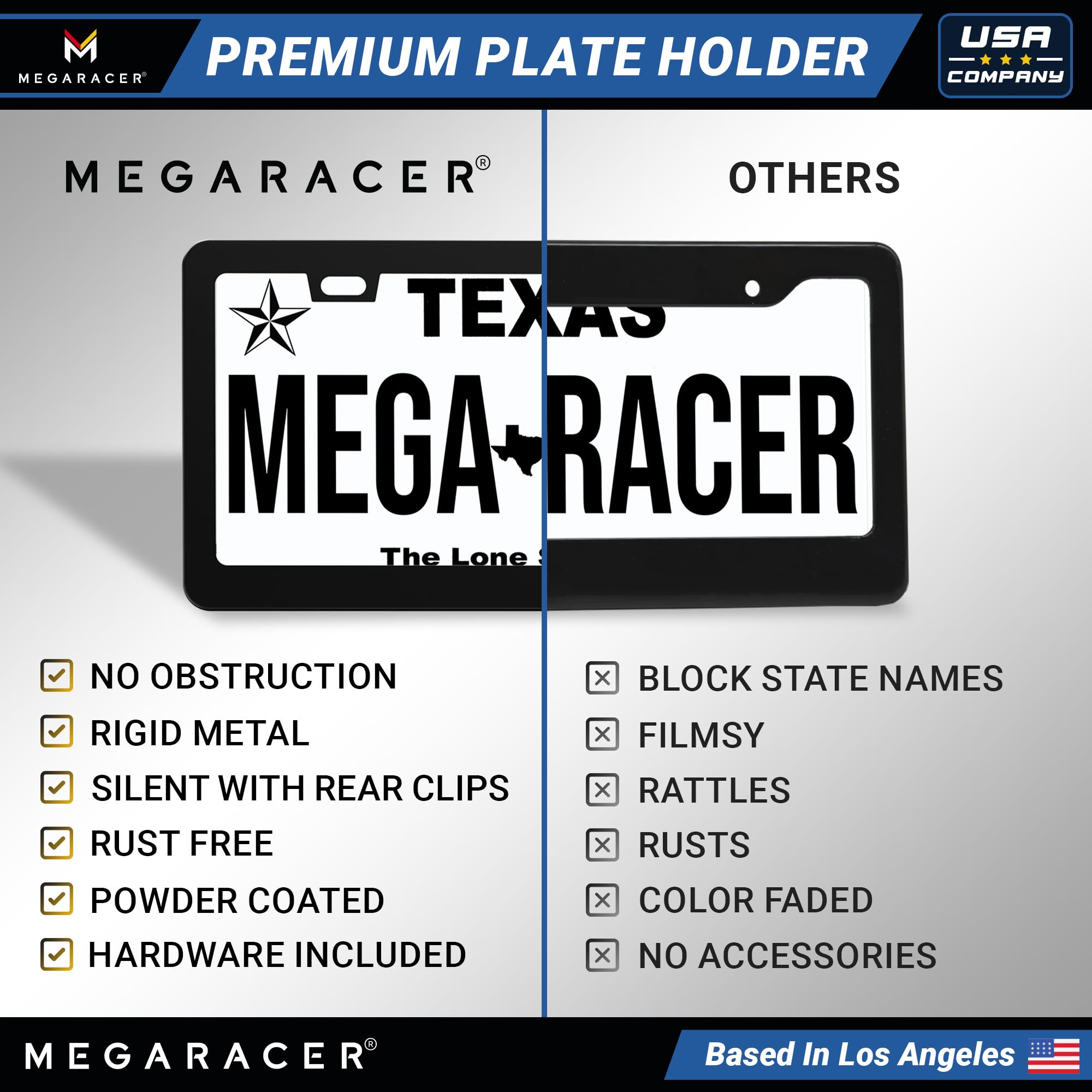 Slimline Matte Black License Plate Frame Metal | Screws Fits Bmw Tesla Mercedes Porsche Audi Lexus | Slim Thin Cool Licence Plat