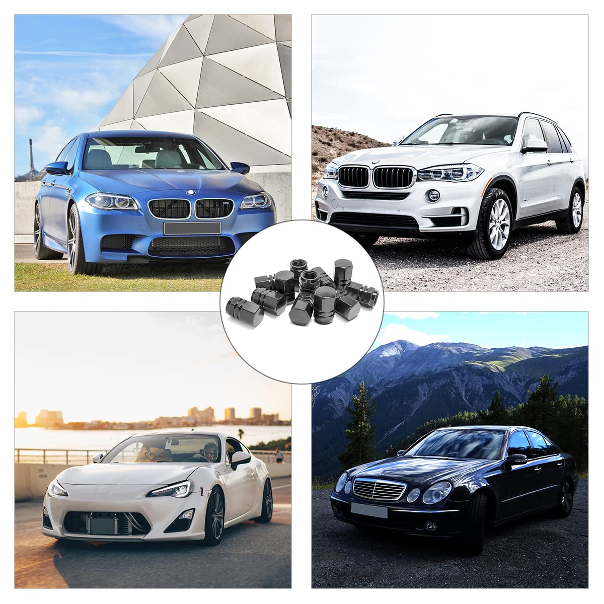 12 Pcs Car Tire Valve Stem Caps, Airtight Caps/Covers, Universal For Cars, Bicycles, Motorcycles, Suvs, Car Accessories For Men Women (Black)