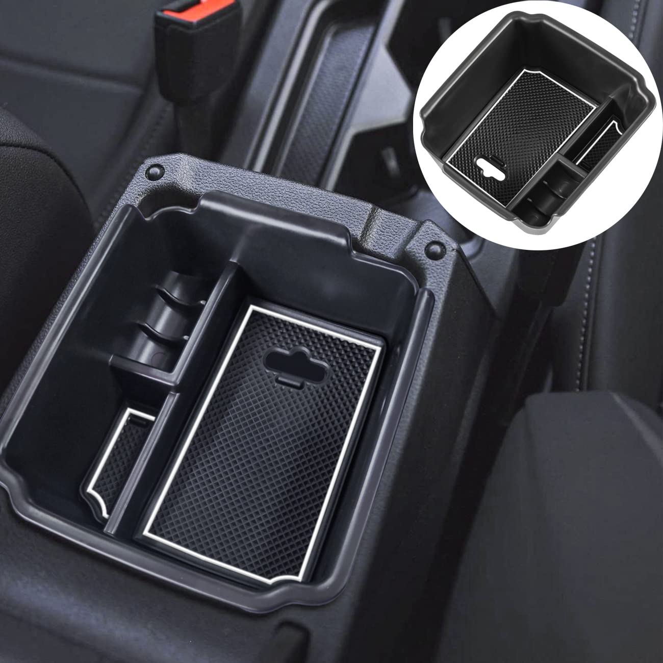 Tacorbo Center Console Organizer Compatible With 2022 2023 2024 Taos And 2018 2019 2020-2022 2023 2024 Tiguan Accessories Armrest Secondary Storage Box, Interior Abs Insert Glove Box Tray,White