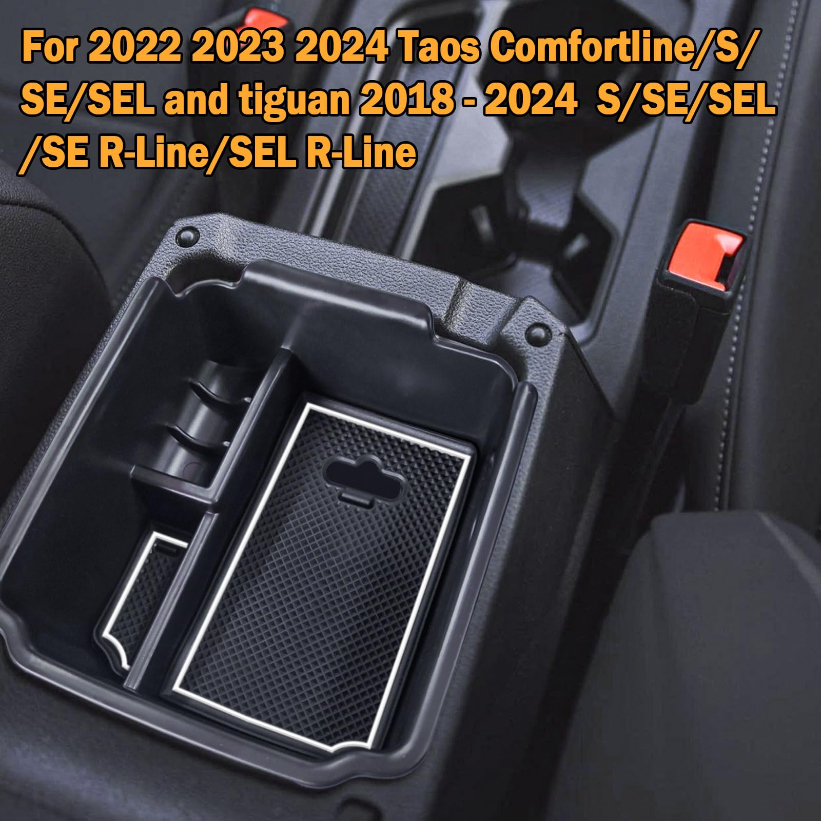 Tacorbo Center Console Organizer Compatible With 2022 2023 2024 Taos And 2018 2019 2020-2022 2023 2024 Tiguan Accessories Armrest Secondary Storage Box, Interior Abs Insert Glove Box Tray,White