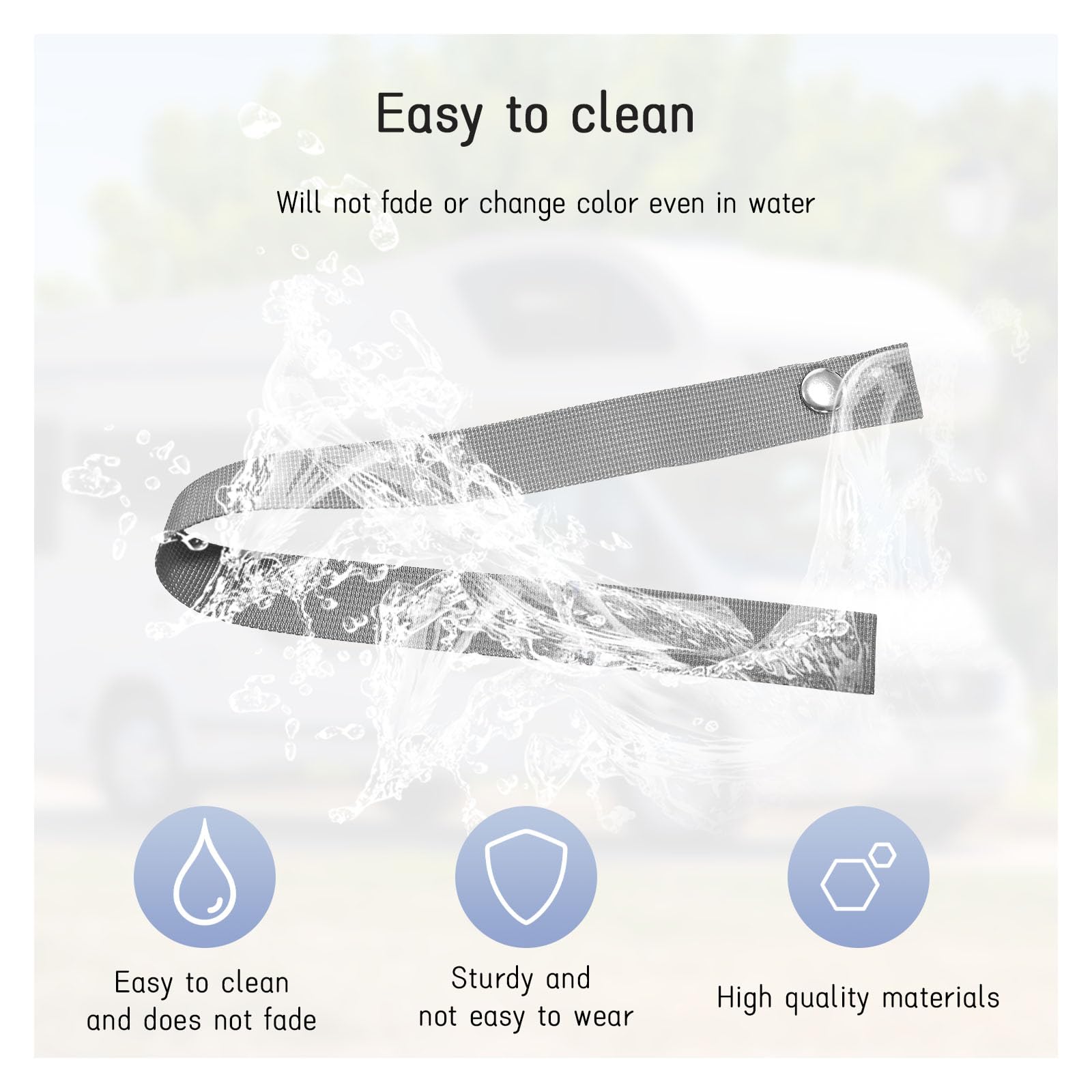 Dickno 2 PCS RV Door Straps, 18 Inch Sliding Door Long Security Strap with 4 PCS Button Snap, Universal Locking Tieback Strap Ac