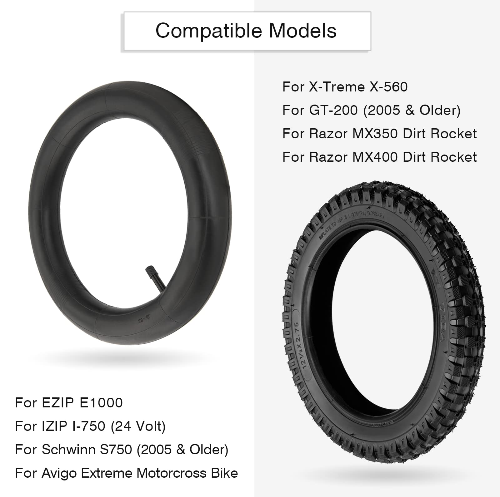 NOTETOUPT 12.5x2.75 Off-Road Tire & Inner Tube Set for Dirt Bikes, Scooters & More
