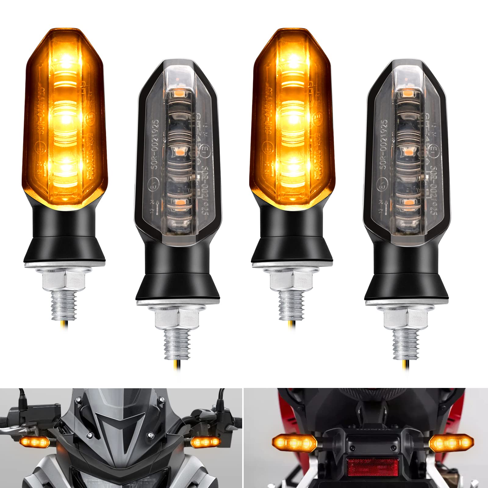 CHCSHH 4PCS Motorcycle Turn Signals 12V Universal Front Rear Blinker Turn Signal LED Lights Super Bright Amber Lamp for Motorcyc