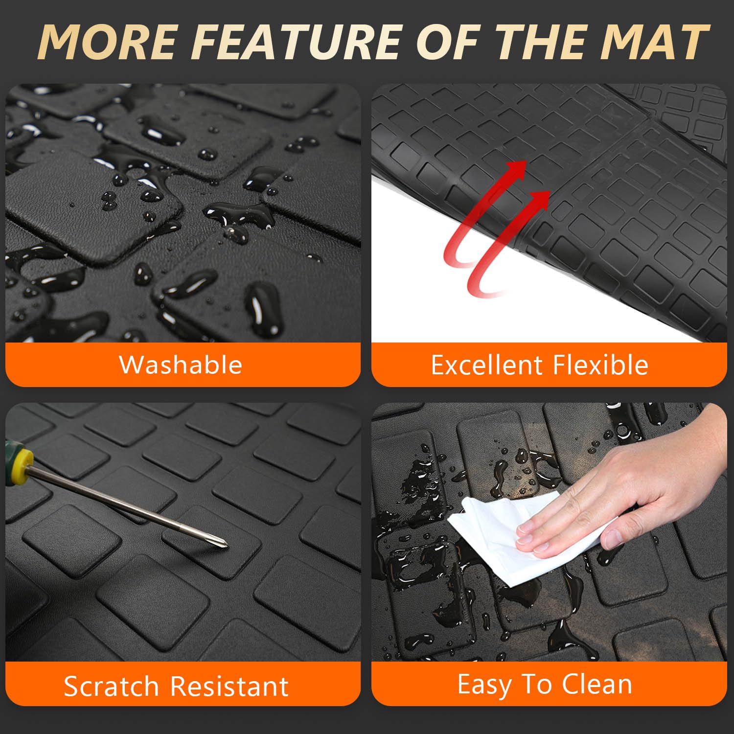 Powoq Cargo Liner Compatible With 2020-2025 Hyundai Palisade Backrest Mat Tpe Behind 3Rd Row Replacement For 2020 2021 2022 2023 2024 2025 Hyundai Palisade Accessories (Trunk Mat With Backrest Mat)