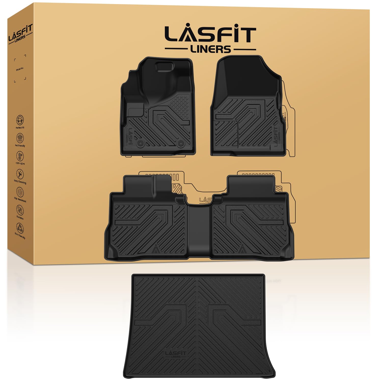 Lasfit Floor Mats & Cargo Liner For Chevrolet Chevy Equinox/Gmc Terrain 2010-2017, All Weather Tpe Custom Fit Floor Mats For Car