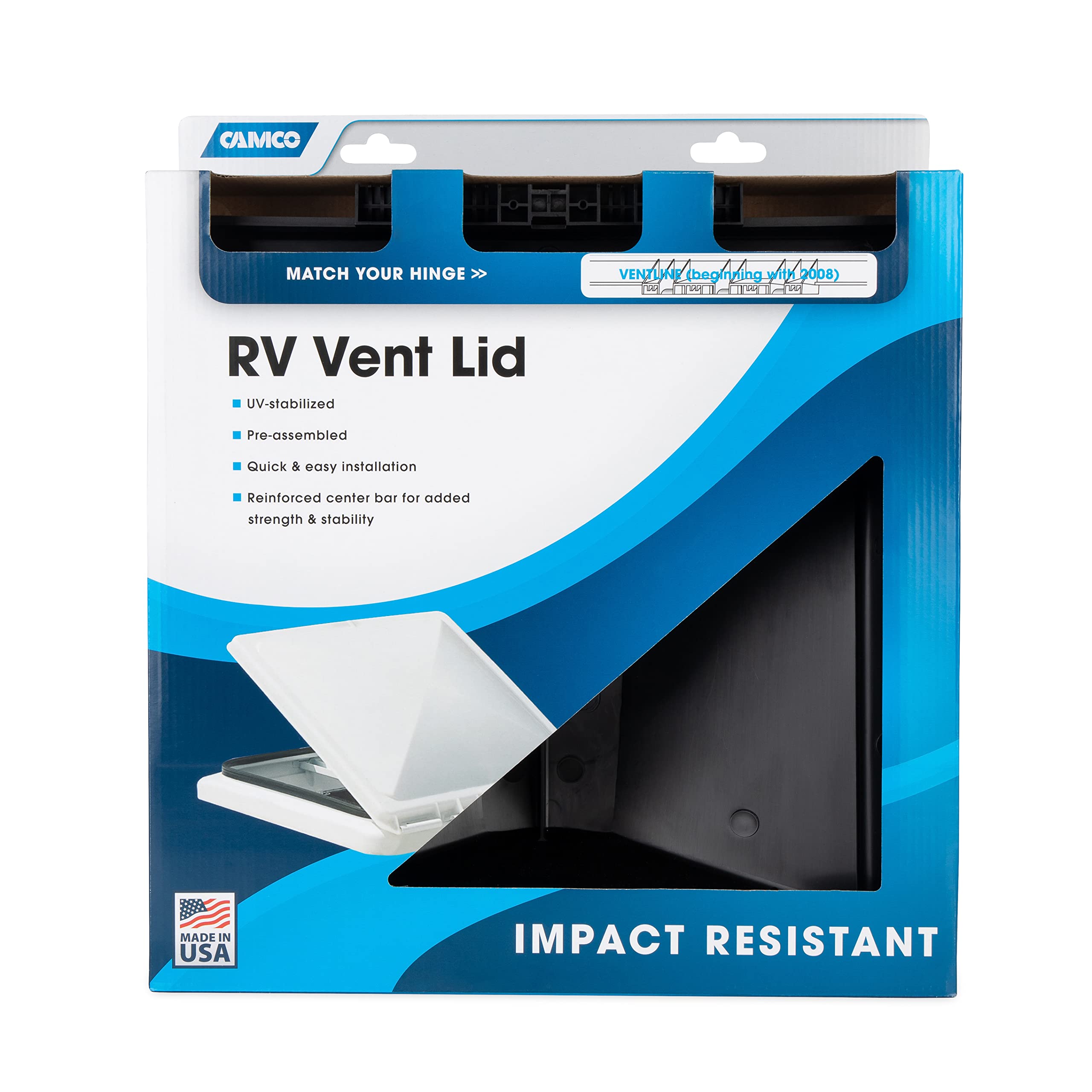 Camco 40176 Replacement Vent Lid (Ventline Models 2008 & Up Black Polypropylene)