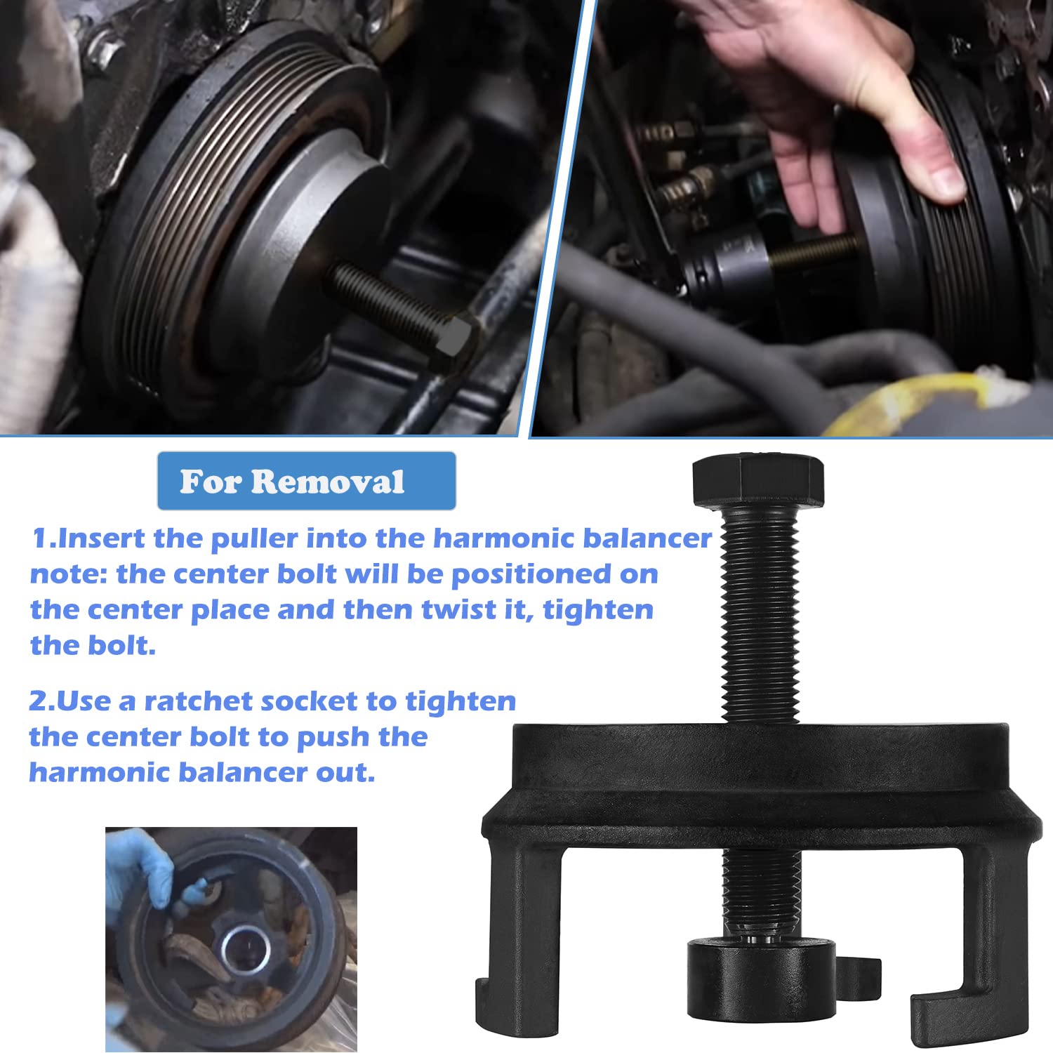 For Gm 25264 Harmonic Balancer Puller And Ls Harmonic Balancer Installation Tool 1997-Up V8 Ls1 Ls2 Ls3 Ls4 Lsx Lsa Ls6 Lq4 Lq9, Crank Pulley Puller And Insatller Set For Gm Ls Lt Engines