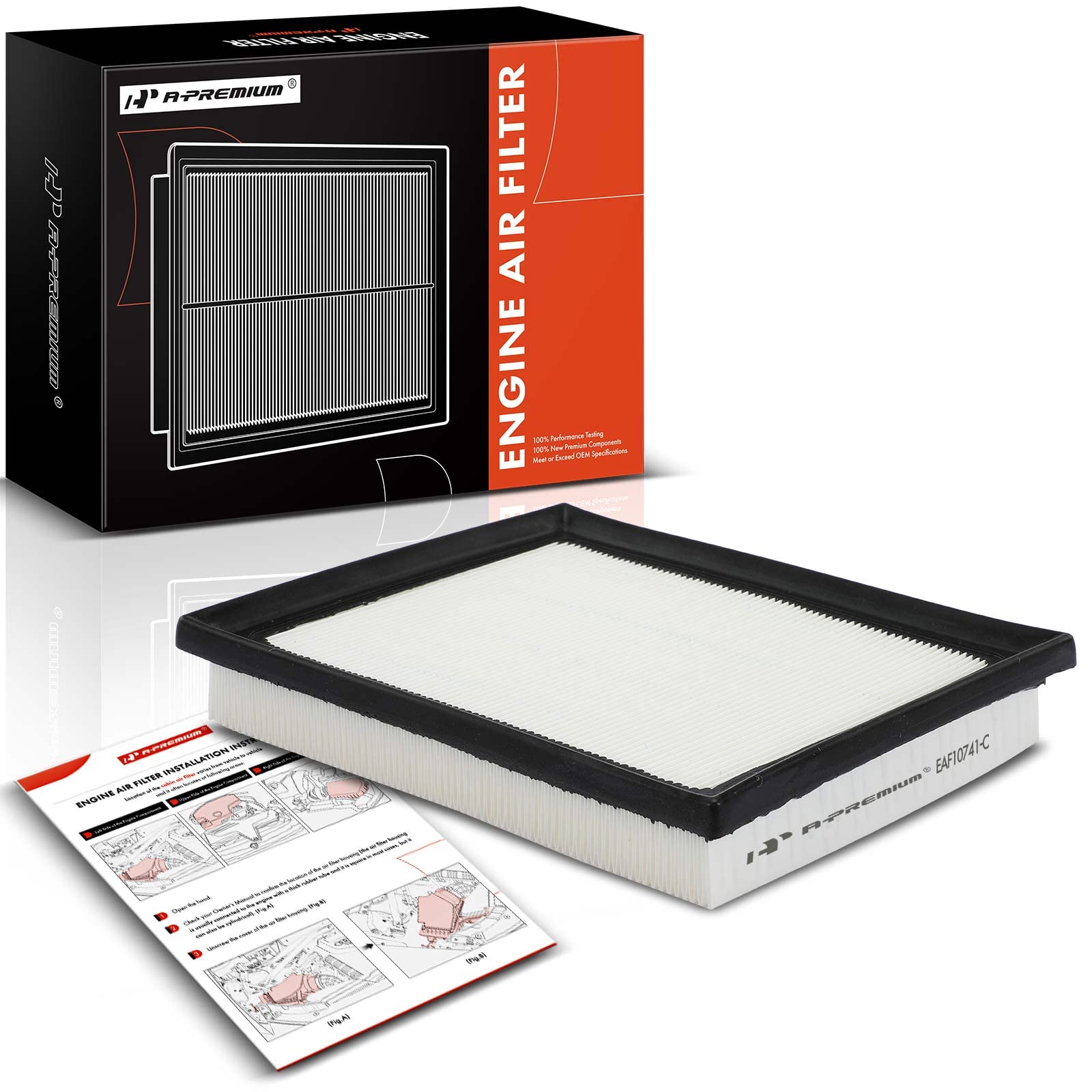 A-Premium Engine Air Filter Compatible With Lexus Ct200H 2011-2017, Nx300H 2015-2021 & Toyota Rav4 2016-2018, Prius 2010-2015, Prius V 2012-2018, Prius Plug-In, 1.8L 2.5L, Replace# 1780137021