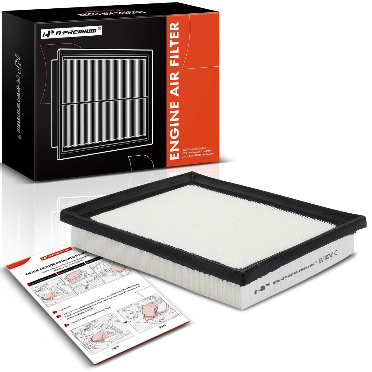 A-Premium Engine Air Filter Compatible With Lexus Ct200H 2011-2017, Nx300H 2015-2021 & Toyota Rav4 2016-2018, Prius 2010-2015, Prius V 2012-2018, Prius Plug-In, 1.8L 2.5L, Replace# 1780137021