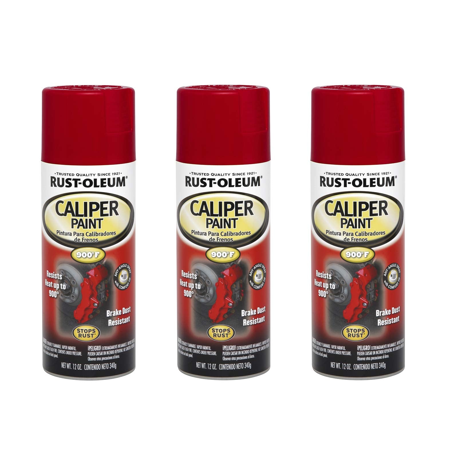 Rust-Oleum 251591-3PK Caliper Spray Paint, 12 oz, Red, 3 Pack