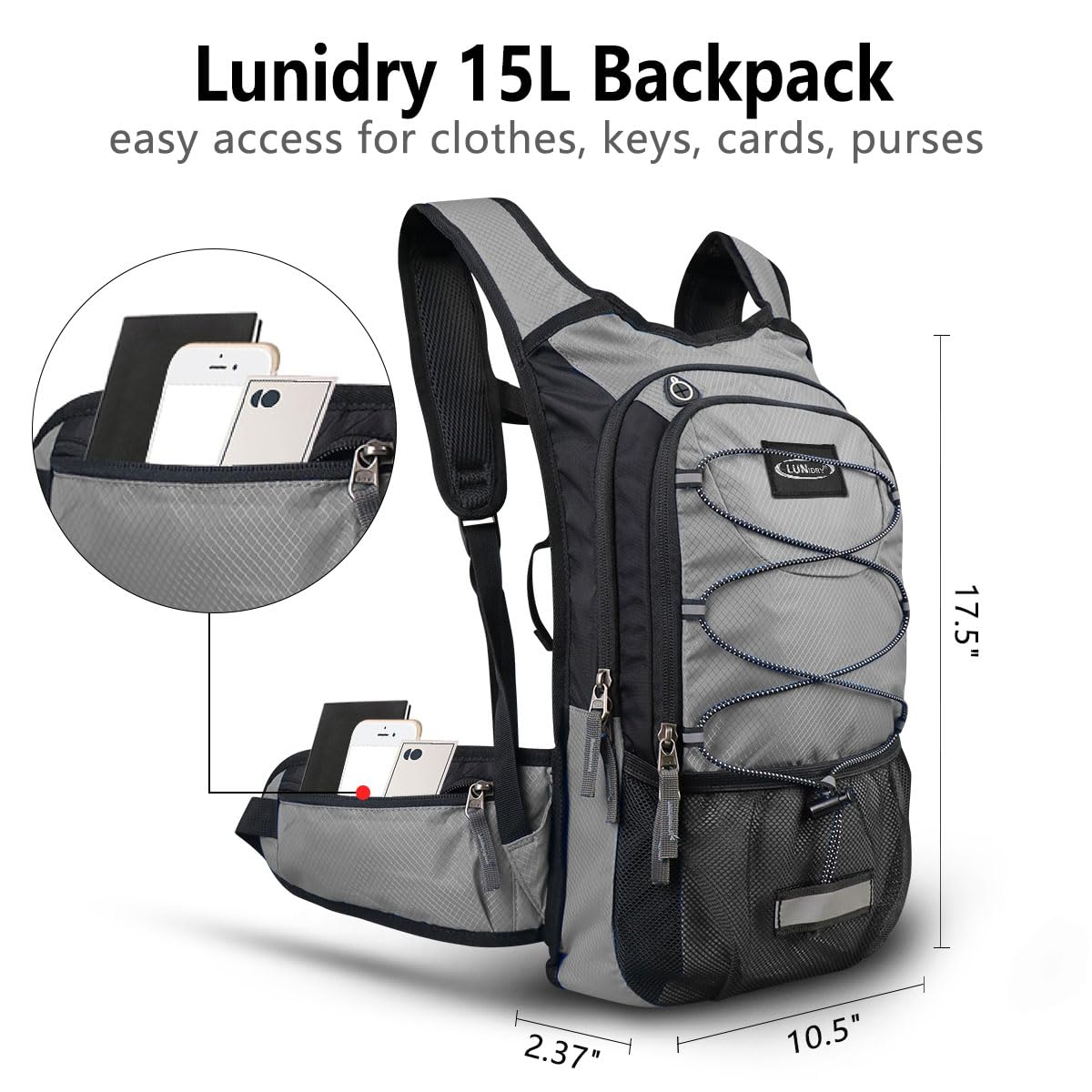 Lunidry Insulated Hydration Pack Backpack With 3L Bpa Free Leak-Proof Water Bladder, Keep Liquids Cool Up To 5 Hours, Daypack For Hiking, Running, Cycling, Hunting, Climbing