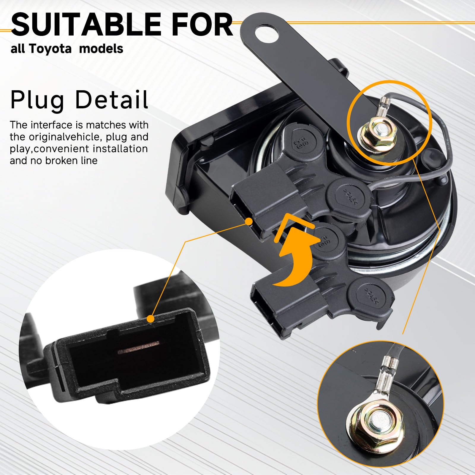 Farbin Car Horn Compatible With Toyota/Lexus/Subaru Etc. 12V Waterproof Auto Horn Loud High/Low Tone Electric Snail Horns With P