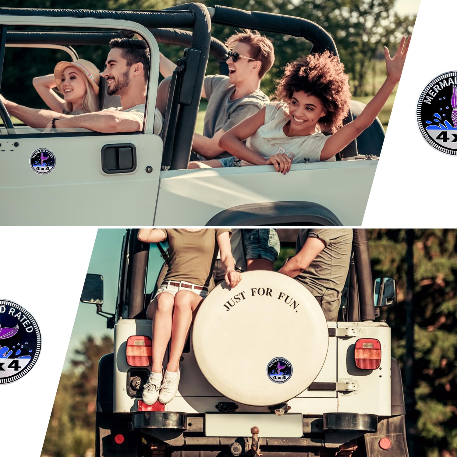 2 Pcs Mermaid Badge Rated Car Emblem, 4 X 4 Metal Automotive Badge, 3D Round Metal Car Badges Emblems, Car Badge Decals Stickers