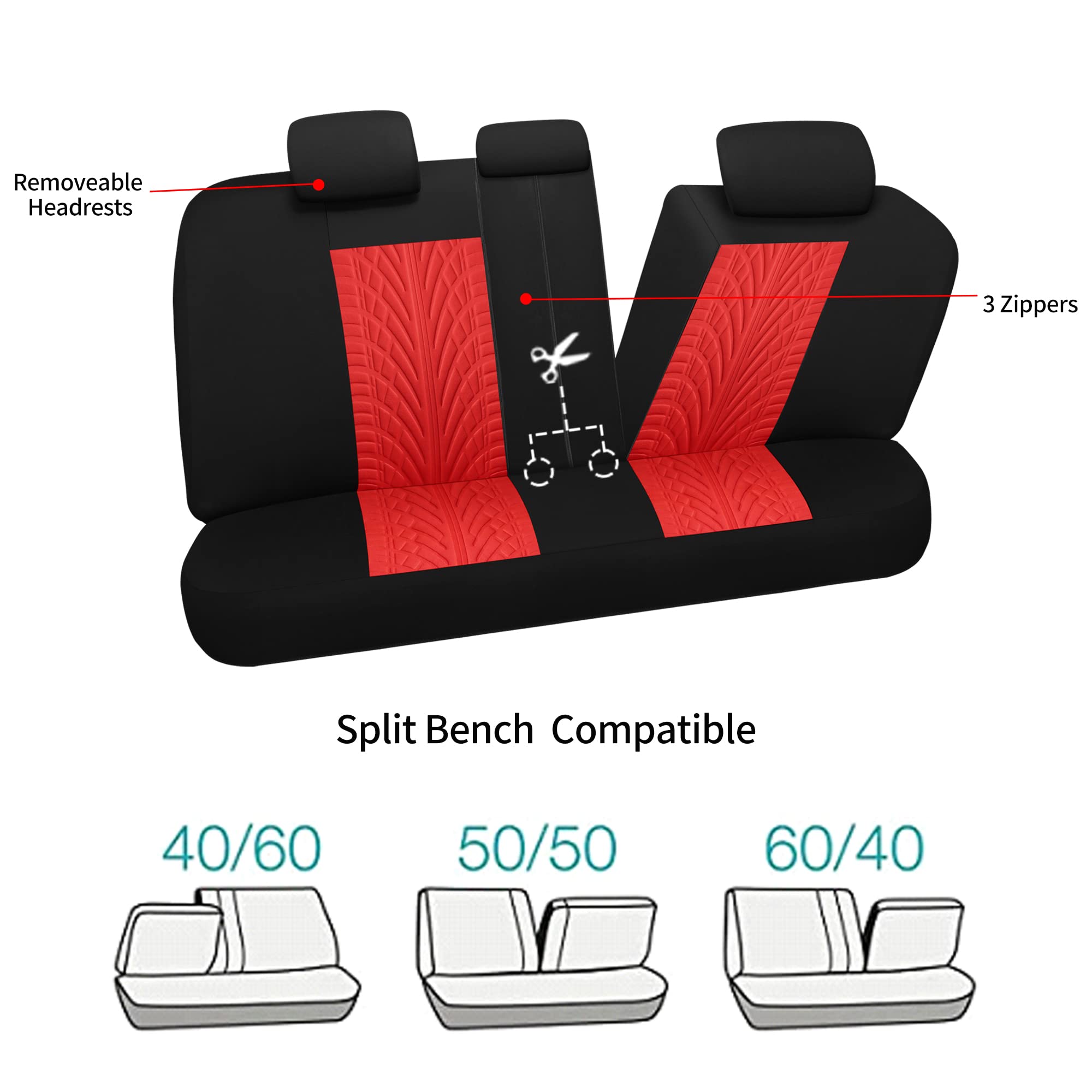 Varcozy Car Seat Covers Full Set, Front Seat Covers And Split Rear Bench Seat Covers For Car, Universal Cloth Seat Covers For Su